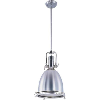 MB Incandescent Incandescent Bulb Dry Safety Rating Mirror Smoke Glass Fabric Shade Material Satin Nickel Finish Steel Maxim 25047MSKSN Mini Hi-Bay 1-Light Pendant 60W Max. Standard Dimmable 3360 Rated Lumens Maxim Lighting 