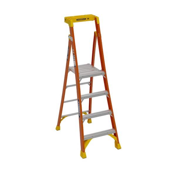 Werner 4 ft. Fiberglass Podium+ Platform Step Ladder (10 ft. Reach Height) with 300 lbs. Load Capacity Type IA Duty Rating