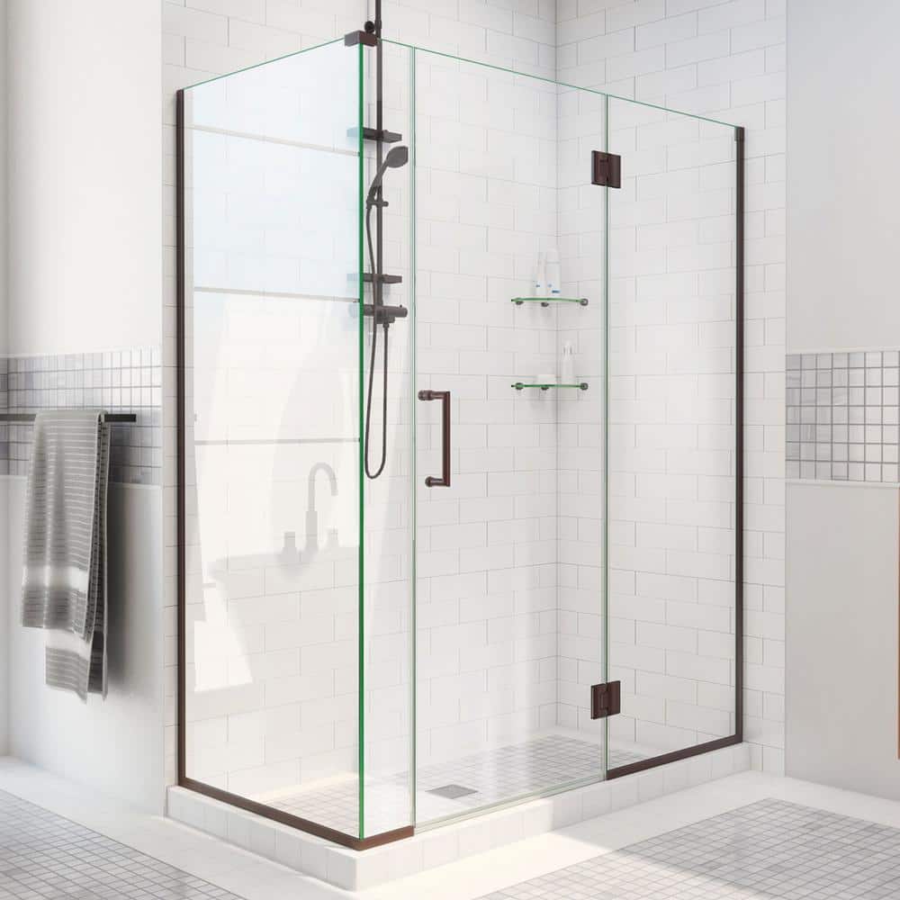 Unidoor-X 57.5 in. W x 34-3/8 in. D x 72 in. H Frameless Hinged Shower Enclosure in Oil Rubbed Bronze price history on PriceWatchPro