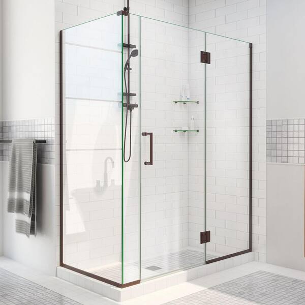 DreamLine Unidoor-X 58 in. W x 30-3/8 in. D x 72 in. H Frameless Hinged Shower Enclosure in Oil Rubbed Bronze