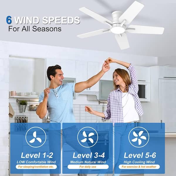 42 in. Indoor White Flush Mount Low Profile Ceiling Fan with