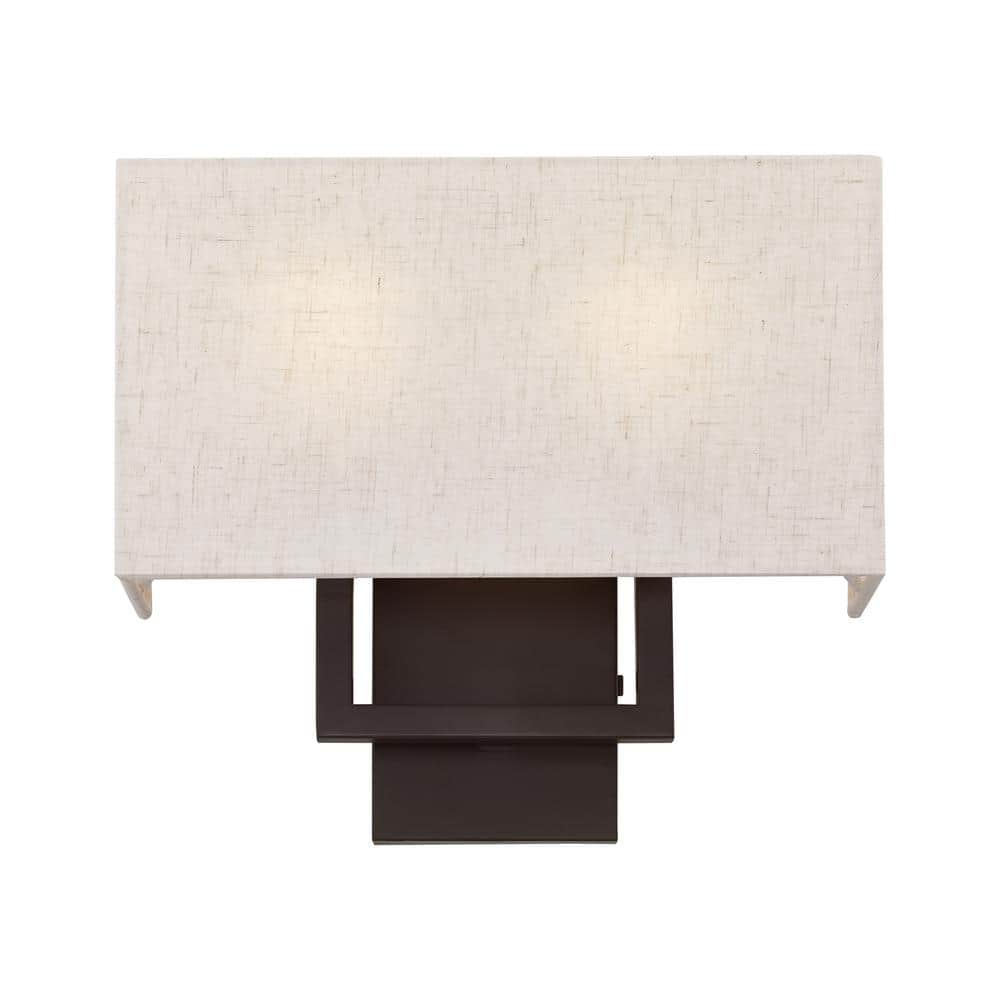 Pierson Bronze 2-Light ADA Compliant Wall Sconce with Oatmeal Shade