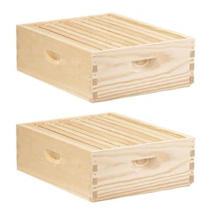 10-Frame Medium Honey Super Beehive Brood Body Wood Box (2-Pack )
