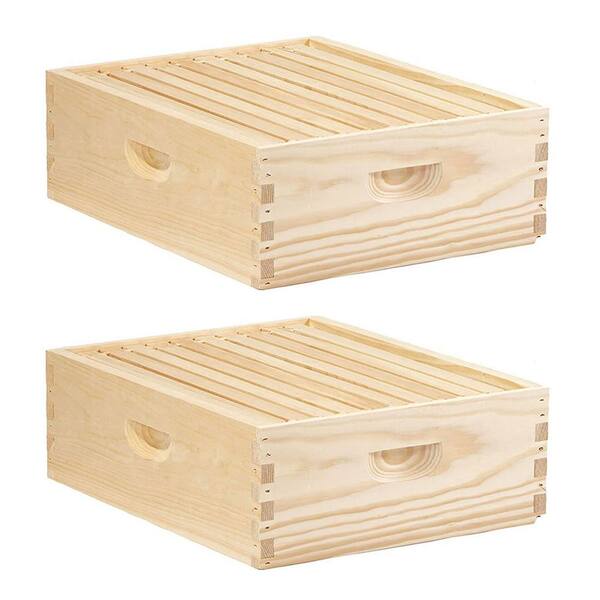 Little Giant 10-Frame Medium Honey Super Beehive Brood Body Wood Box (2-Pack )