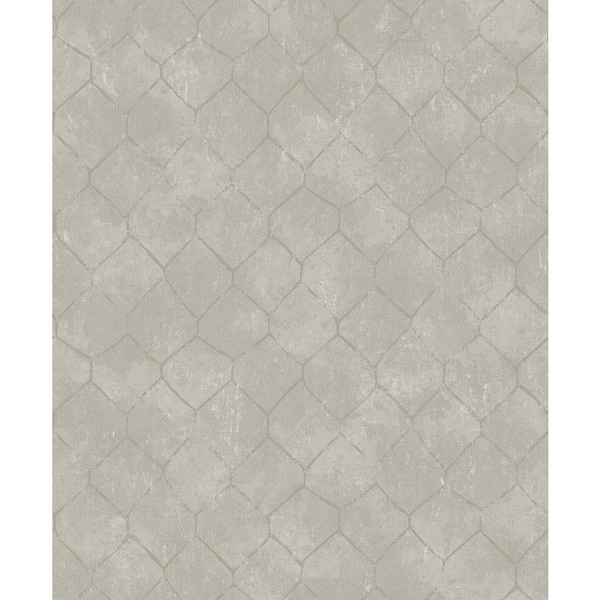 A-Street Prints Rauta Silver Grey Hexagon Tile Wallpaper Sample