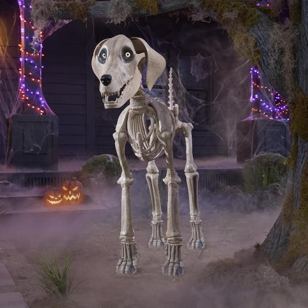 7 ft. Long Grave & Bones Skelly's Dog with LifeEyes LCD Eyes