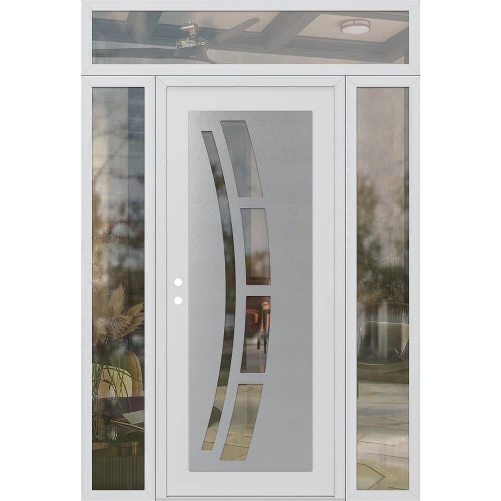 C12 64 in. x 96 in. Silver P Right-Hand/Inswing Clear Glass White/White 2 Sidelite Plus Transom Steel Prehung Front Door price history on PriceWatchPro