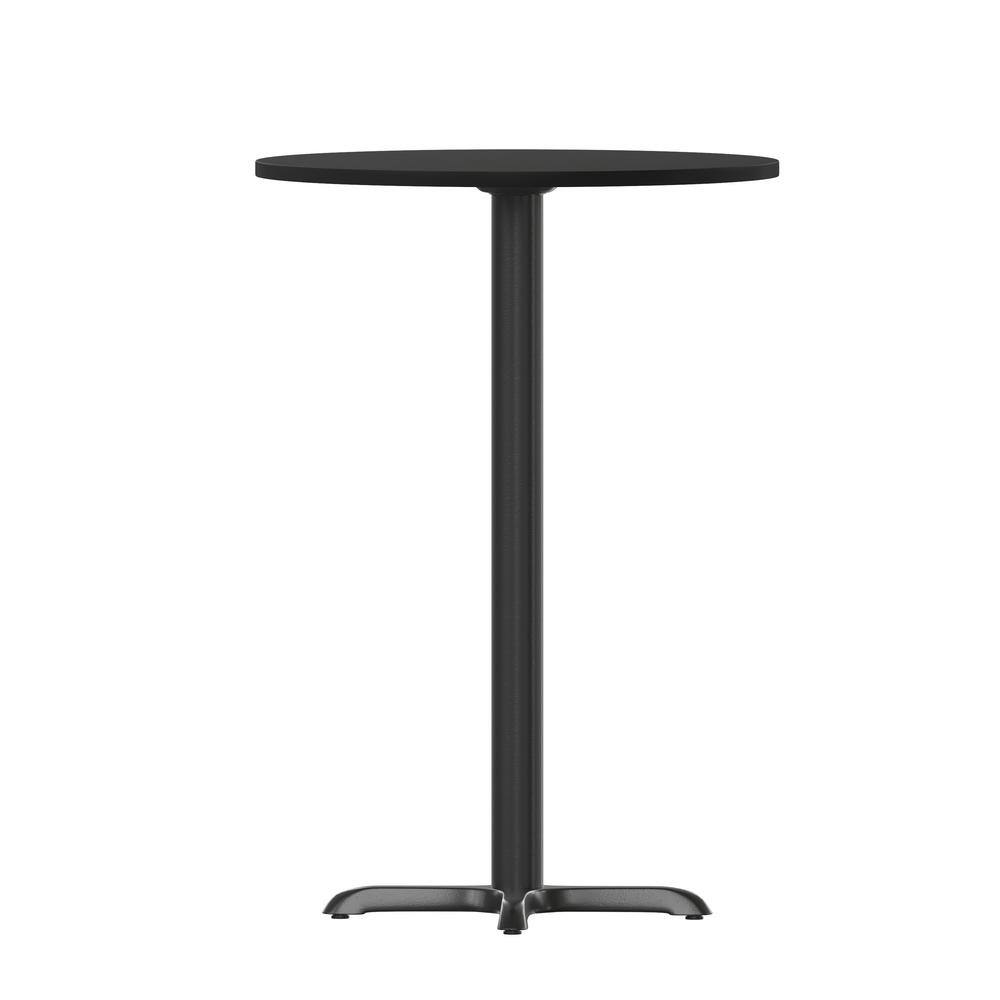 Black Round Laminate Bar Height Table with Cast Iron Base