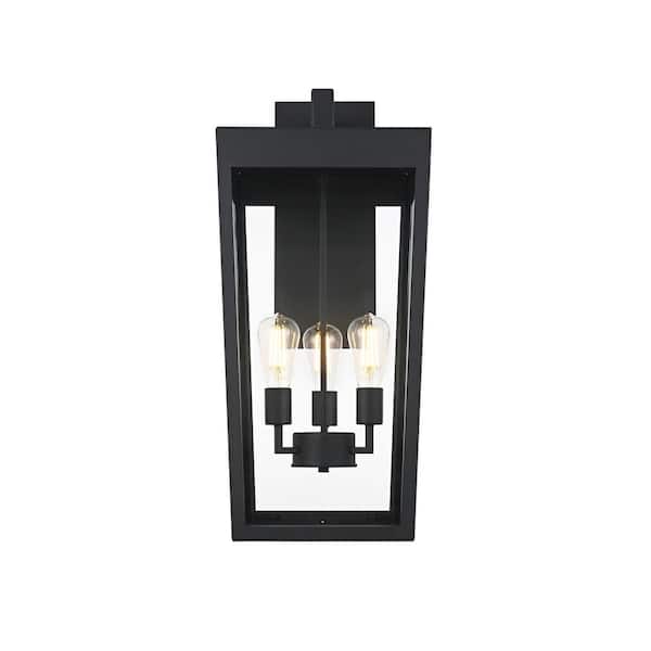 28 in. Black Outdoor Hardwired Wall Sconce with No Bulbs Included