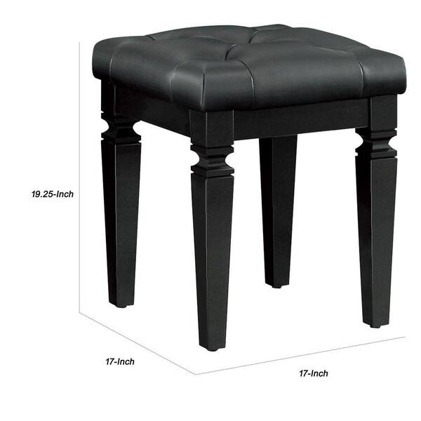 black leather vanity stool