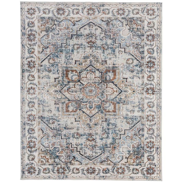 2 ft. x 3 ft. Vintage Blues/Rust Area Rug