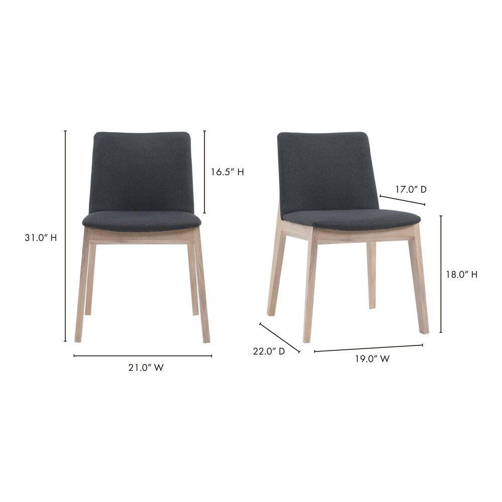 Natural Wood Dark Gray Upholstered Side Chair Set