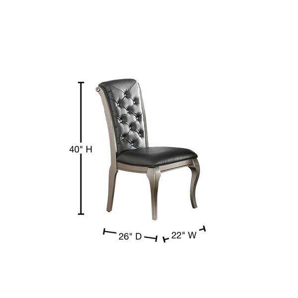 SIMPLE RELAX Liboria Solid Wood and Silver Faux Leather Dining Chair Set of 2 SR011540