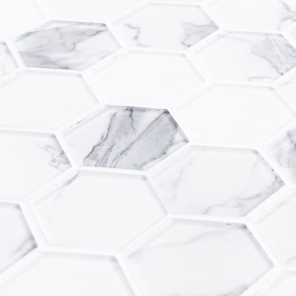 Jeffrey Court Cove 2 in. Hex White 12.375 in. x 10.75 in. Hexagon
