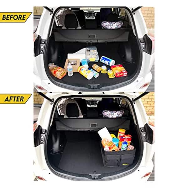  Trunk Organizer with Cooler, Collapsible Trunk Storage  Container with Non Slip Bottom Strips, Large Multi-Compartment Waterproof  Car Trunk Organizer Groceries for Vehicle Sedan, Suv, Truck,Van(Black) :  Automotive