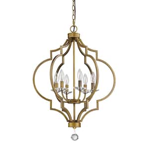 Peyton Indoor 6-Light Raw Brass Chandelier with Crystal Bobeches