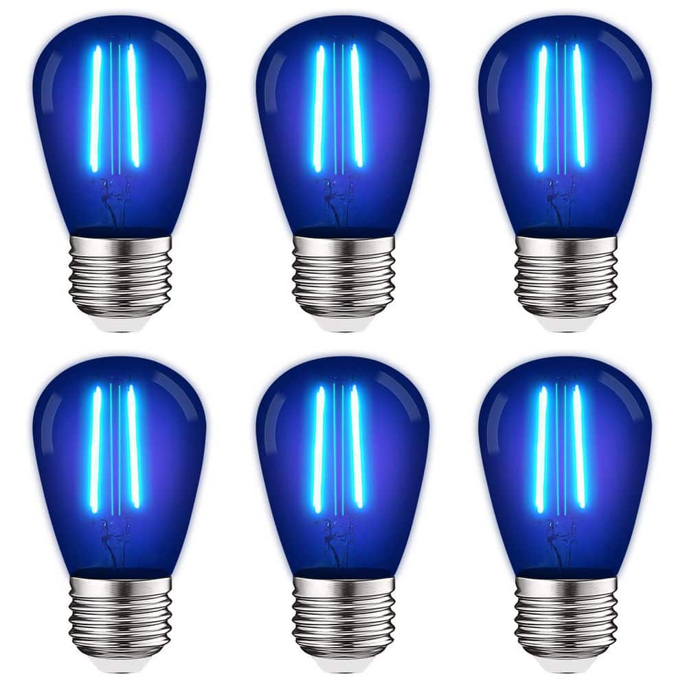 LUXRITE 11-Watt Equivalent S14 Edison LED Blue Light Bulb, 0.5-Watt, Outdoor String Light Bulb, UL, E26 Base, Wet Rated (6-Pack) -  LR21733-6PK