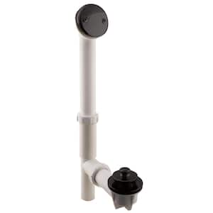 White 1-1/2 in. Tubular Pull and Drain Bath Waste Drain Kit with 2-Hole Overflow Faceplate, Matte Black