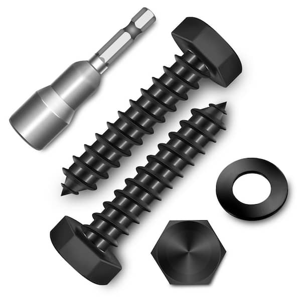 5/16 in. x 1-1/2 in. Black Oxide Stainless Steel Hex Button Head Lag Screw (15-Pack)