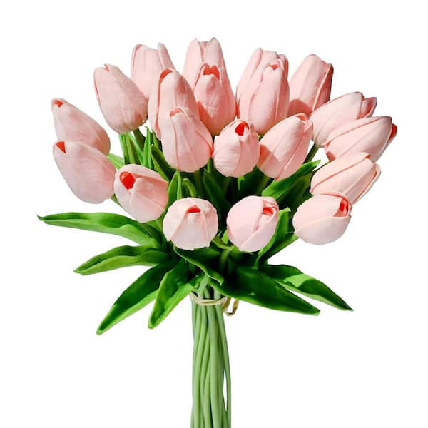 13.5 in. Pink Indoor Artificial Tulips, 20-Stems
