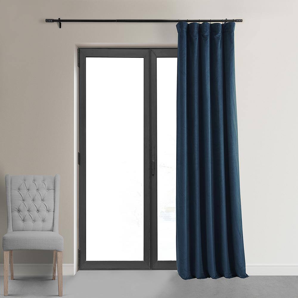 Midnight Blue Velvet Blackout Curtain Panel, 50x84