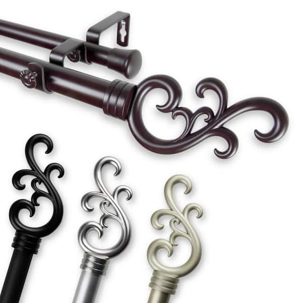 Rod Desyne Madeline 160 in. - 240 in. Double Curtain 1 in. Dia Rod in Black