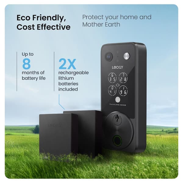 Lockly Vision 2K Video Zeno Matte Black Deadbolt Wi-Fi Doorbell