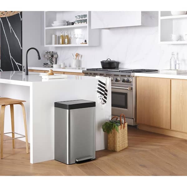 13-Gallon Stainless Steel Step Trash Can with Fingerprint-Resistant Finish