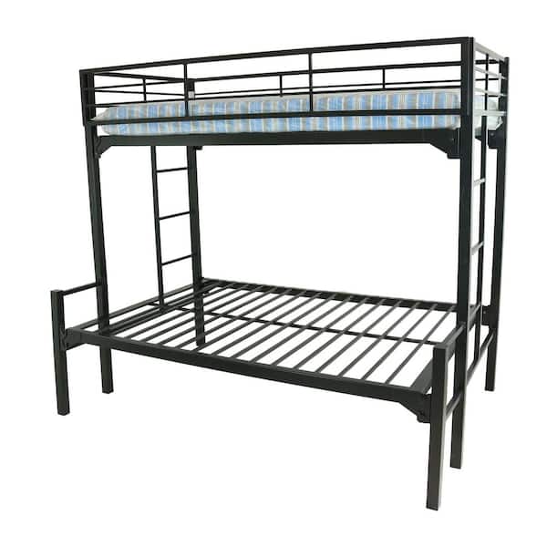 BLANTEX Twin/Full University Bunk Bed With Built in Ladder and 2-Guardrails
