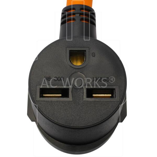 AC WORKS 1.5ft Piggy-Back NEMA 14-50P To NEMA 10-30R 50-Amp 4-wire To 3