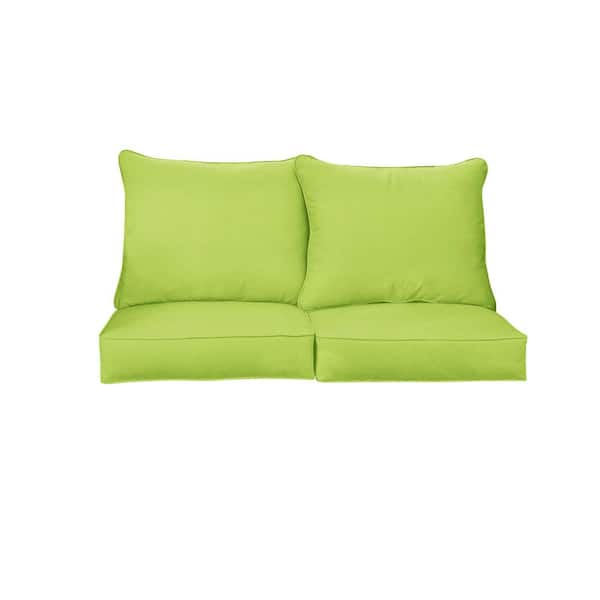SORRA HOME 23 in. x 23.5 in. Sunbrella Canvas Macaw Deep Seating Indoor/Outdoor Loveseat Cushion