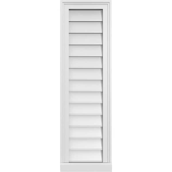 Ekena Millwork 12" x 40" Rectangular White PVC Paintable Gable Louver Vent Non-Functional