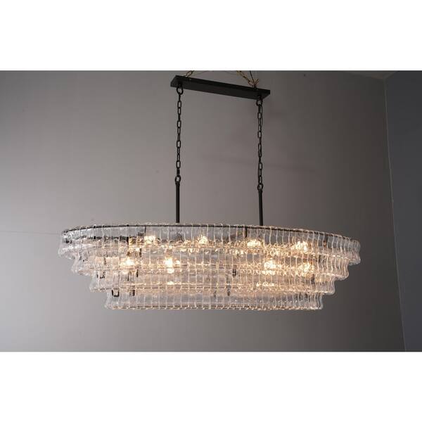 Modern Chandelier 65 in. 12-Lights Black Chandelier for Dining Room, Living Room, Foyer, Bedroom