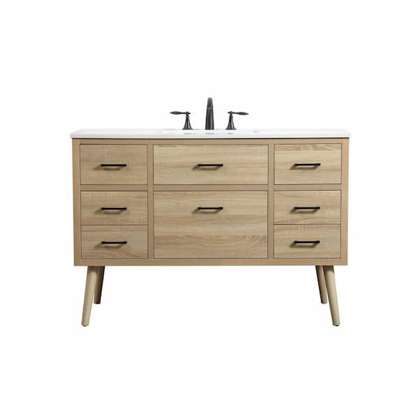 Unbranded Simply Living 48 in. W x 22 in. D x 33.5 in. H Bath Vanity in Mango Wood with Ivory White Engineered Marble Top