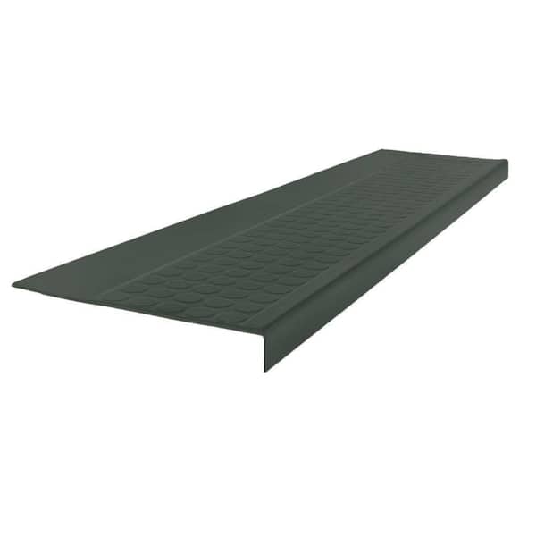ROPPE Low Profile Raised Circular Design Black Brown 12.5 in. x 48 in. Rubber Square Nose Stair Tread