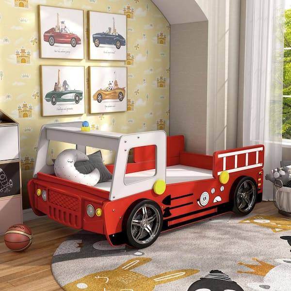 Furniture of America Mitta Red Fire Truck Youth Twin Bed