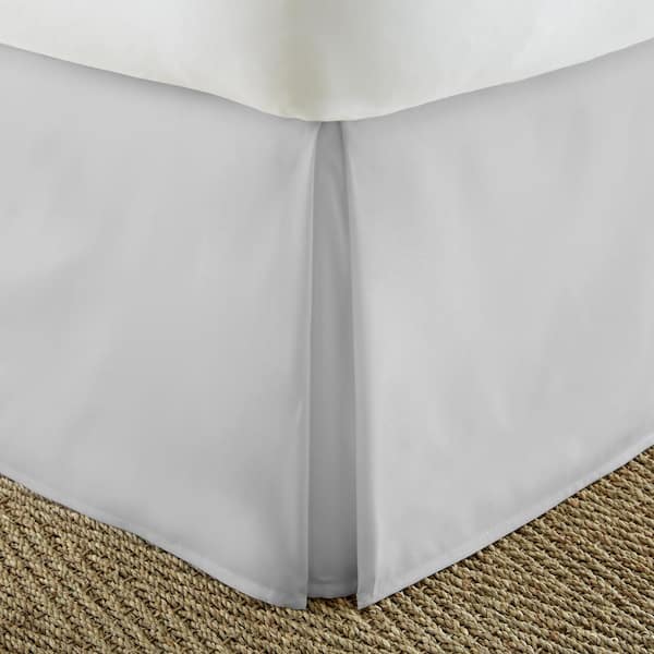 Becky Cameron 14 in. Light Gray Solid Twin Bed Skirt