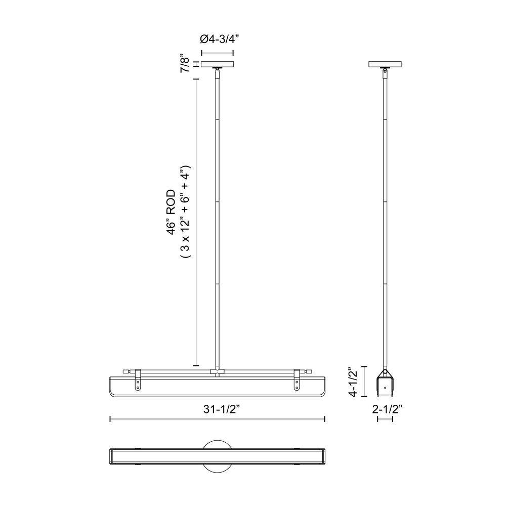 Valise 31.5" LED Linear Chandelier in Aged Nickel with Vegan Leather