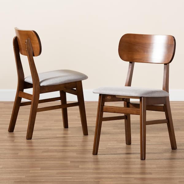 Euclid Grey and Walnut Brown Dining Chair (Set of 2)