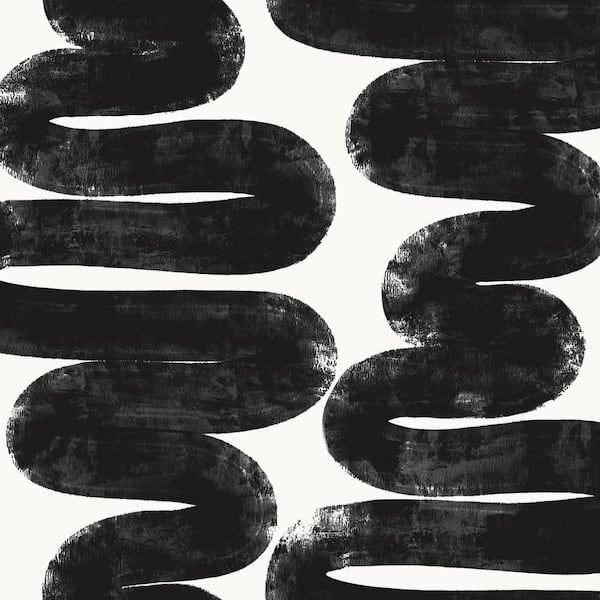 Bobby Berk White & Black Wiggle Room Vinyl Peel and Stick Wallpaper Roll (Covers 15.37 sq. ft. )
