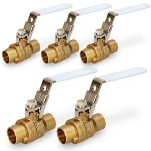 1-1/2 in. SWT x 1-1/2 in. SWT Premium Brass Full Port Ball Valve with Lock Handle (5-Pack)