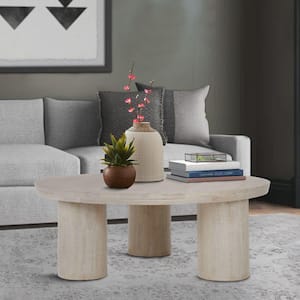 40 in. Brown Round Solid Mango Wood Coffee Table