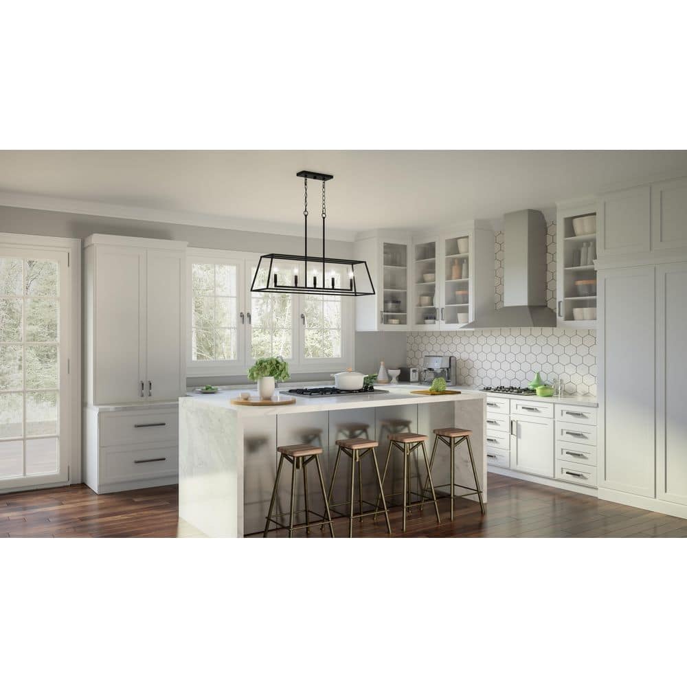 Matte Black Steel 5-Light Candle Island Chandelier