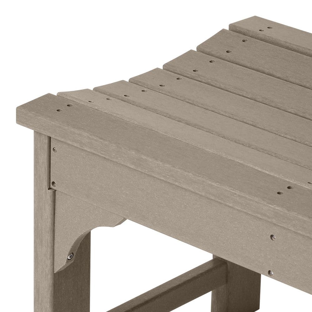 Weathered Wood 46" HDPE Outdoor Backless Bench