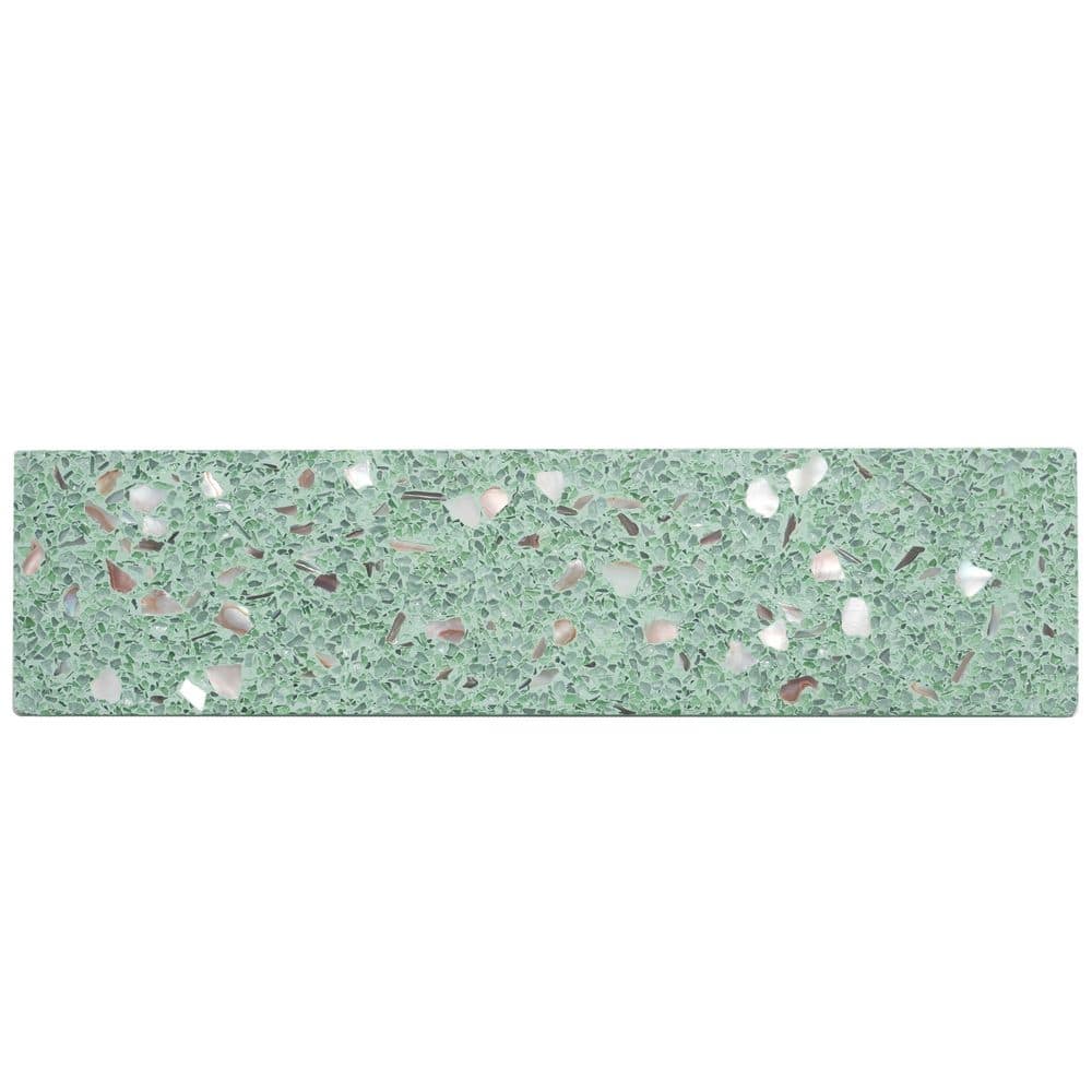 Amalfi 3 x 6 in. Mint Green with Copper flecks Glossy Shell, Terrazzo Elongated Marble Subway Tile Sample price history on PriceWatchPro