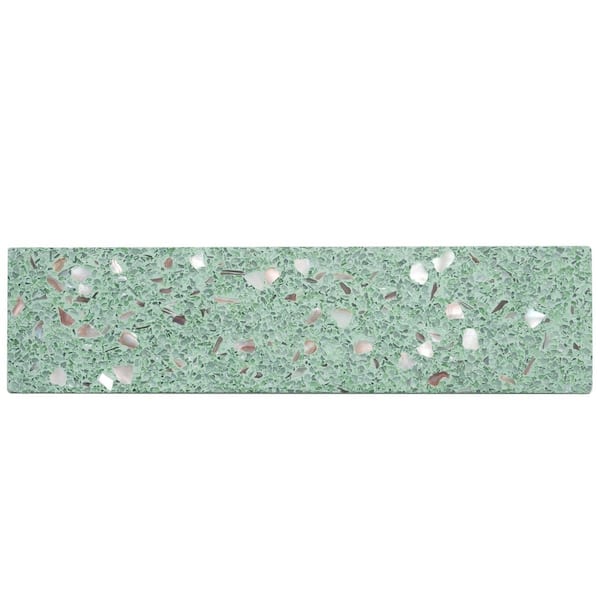 Amalfi 3 x 6 in. Mint Green with Copper flecks Glossy Shell, Terrazzo Elongated Marble Subway Tile Sample