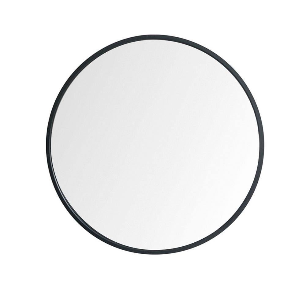 28 in. W x 28 in. H Small Round Framed Wall Bathroom Vanity Mirror in Black