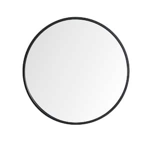 28 in. W x 28 in. H Small Round Framed Wall Bathroom Vanity Mirror in Black