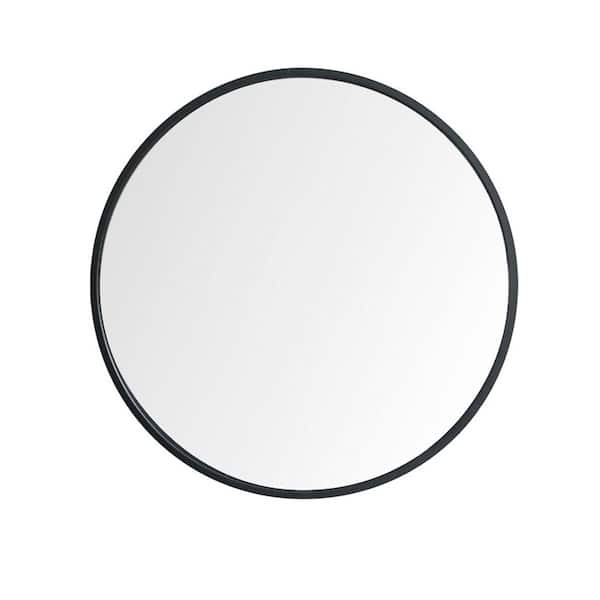 Unbranded 28 in. W x 28 in. H Small Round Framed Wall Bathroom Vanity Mirror in Black