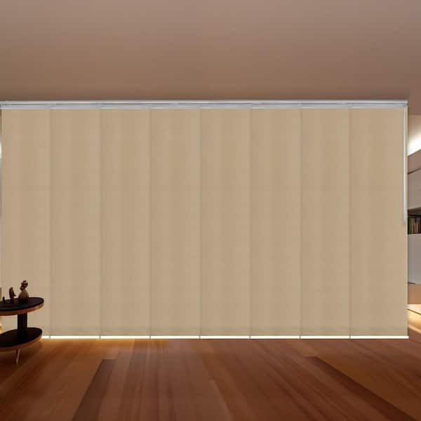 EMOH Ivoreen 130 in. - 175 in. W x 94 in. L Adjustable 8- Panel White Double Rail Panel Track with 23.5 in. Slates